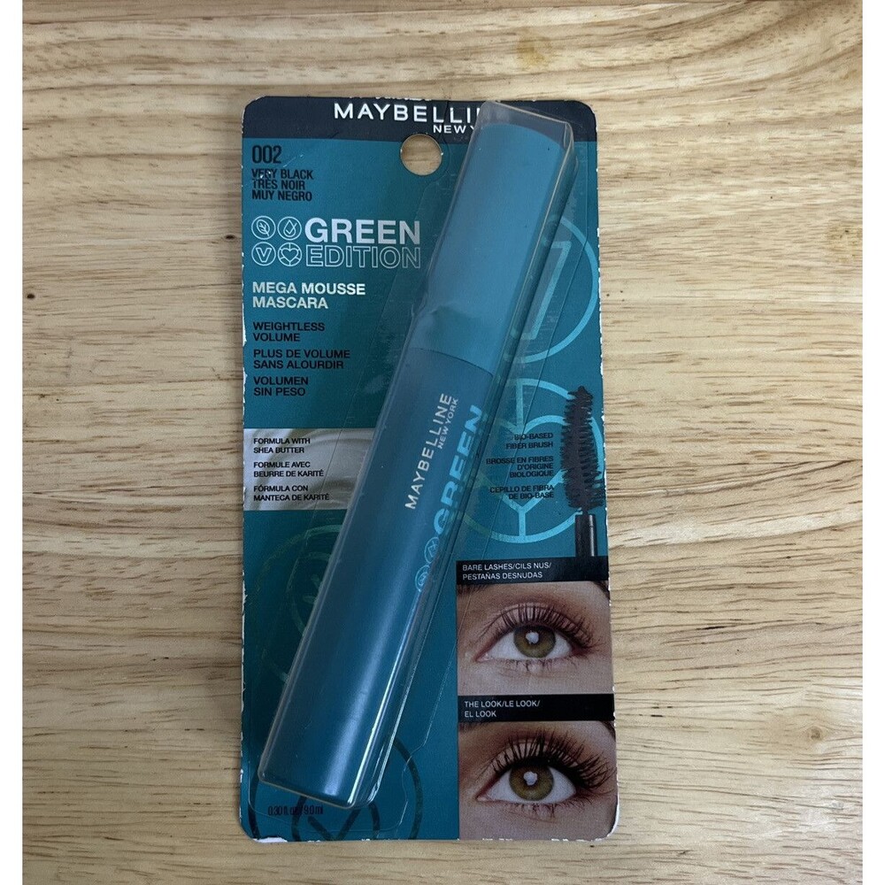 NEW! Maybelline Green Edition Mega Mousse MASCARA #002 Very Black